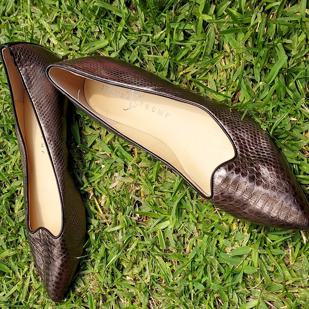 Ivanka Trump Flats Size 7, Pewter Metallic Snake 🐍